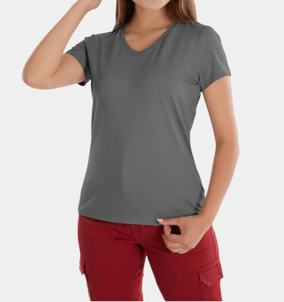 Polo de Mujer Cuello V Manga Corta