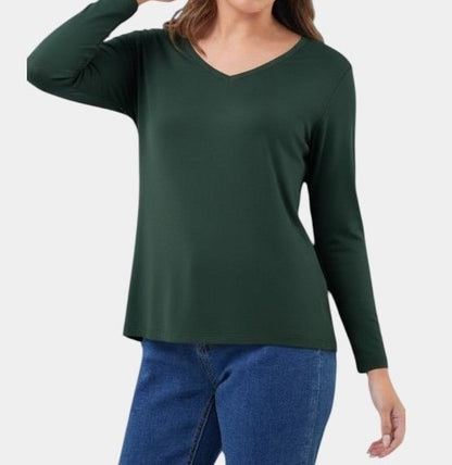 Manga Larga de Mujer Cuello V