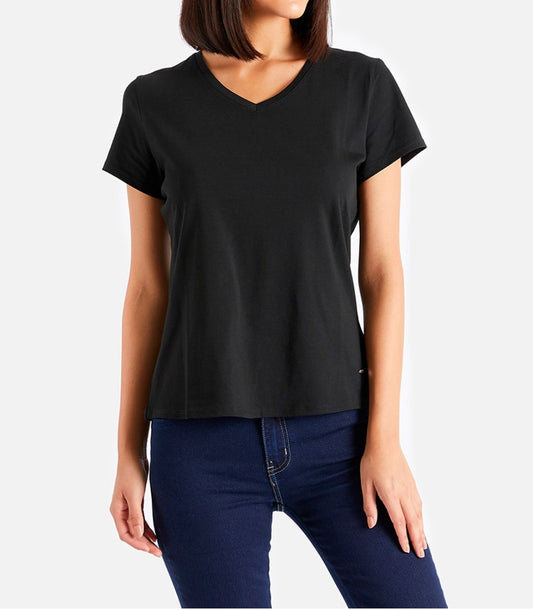 Polo de Mujer Cuello V Manga Corta