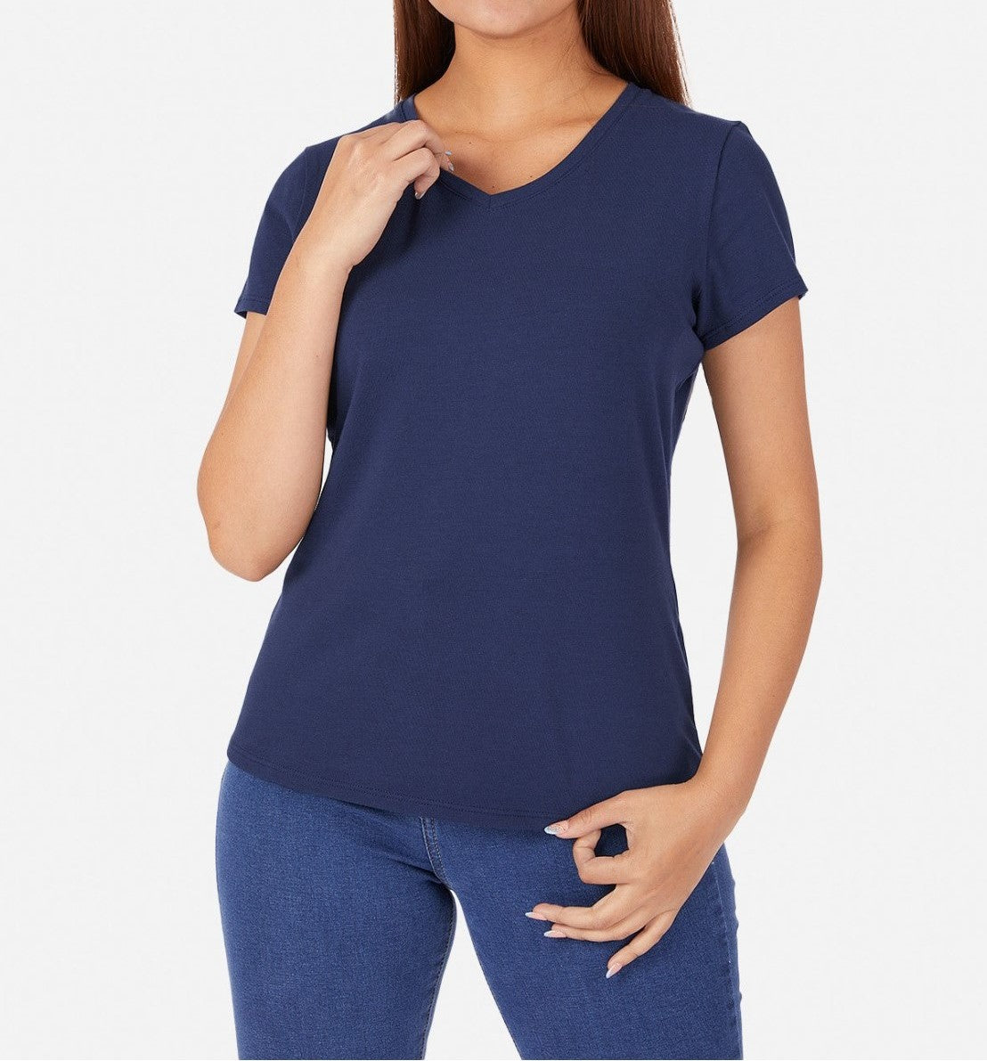 Polo de Mujer Cuello V Manga Corta