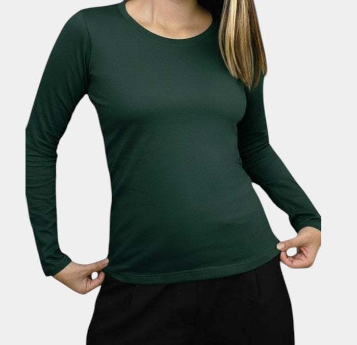 Manga Larga de Mujer Cuello Rendondo