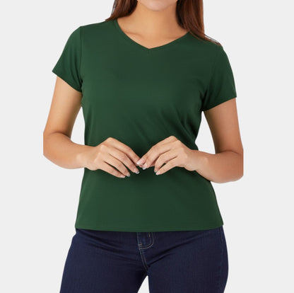 Polo de Mujer Cuello V Manga Corta